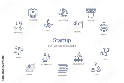 startup concept 14 outline icons