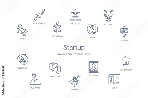 startup concept 14 outline icons