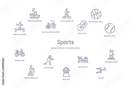 sports concept 14 outline icons