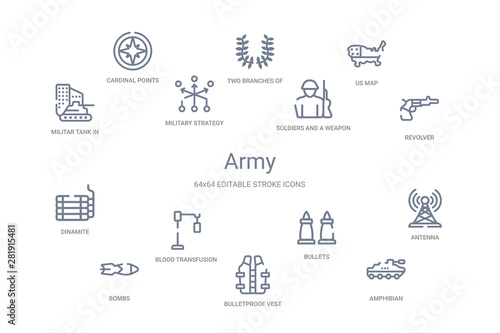 army concept 14 outline icons