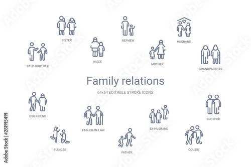 family relations concept 14 outline icons