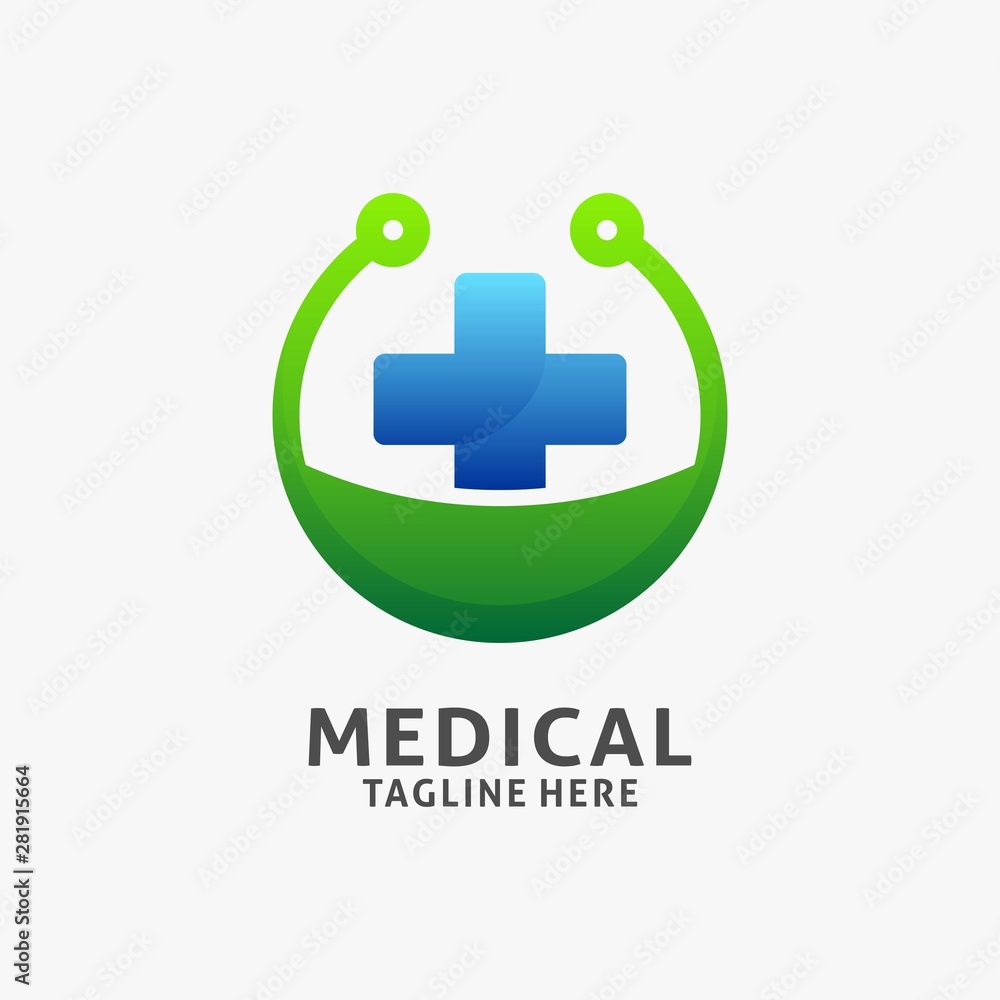 Medical healthcare logo design with stethoscope element Medical healthcare logo design with stethoscope element