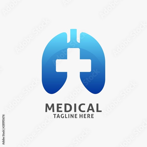Medical healthcare logo design in lungs shape