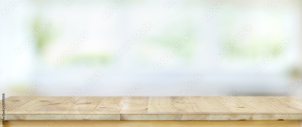 Empty rustic wooden table with copy space - obrazy, fototapety, plakaty 