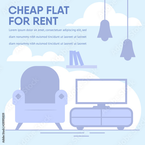 Advertising Text Banner Offer Cheap Flat for Rent