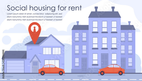 Flat Banner Advertising Social Housing for Rent