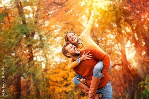 Young couple having fun outdoor.