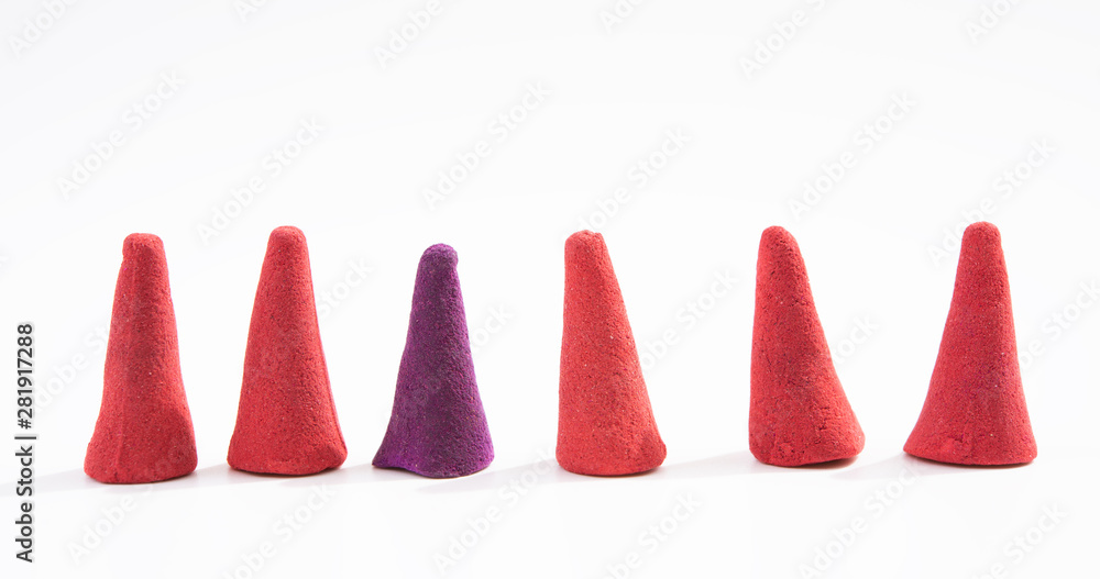 Think different concept,colourful incense isolated on white background Think different concept,colourful incense isolated on white background