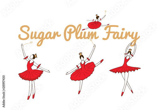 set with christmas fairy or sugar plum fairy sprinkling