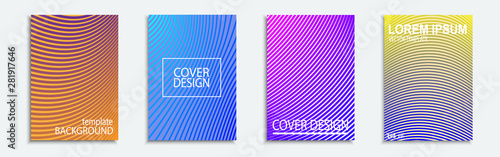 Minimal covers design. Colorful halftone gradients. Future geometric patterns.