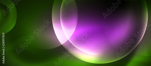 Neon glowing circles vector abstract background