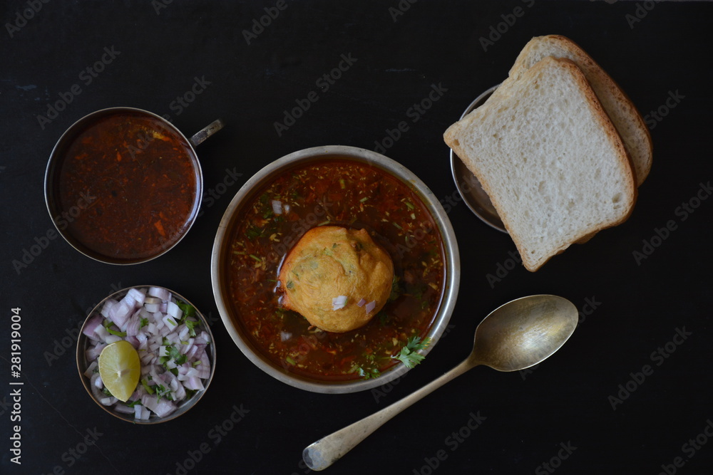 Kat Vada with bread and onion Kat Vada with bread and onion