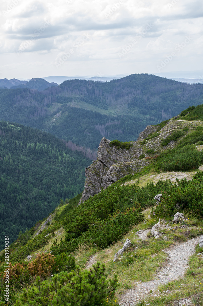 View from trail to Kopa Kondracka. Boczan in Tatra mountains..