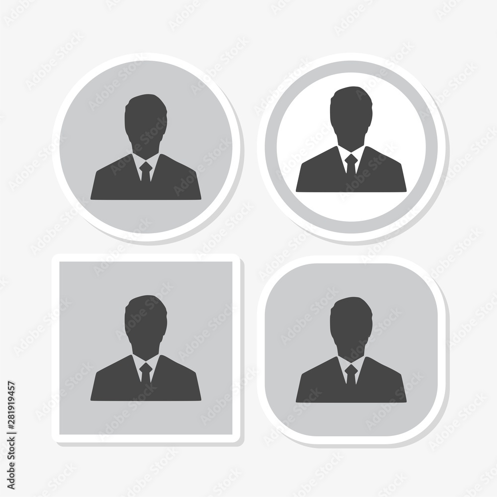 Silhouette avatar stickers set. Person avatars office professional profiles Silhouette avatar stickers set. Person avatars office professional profiles