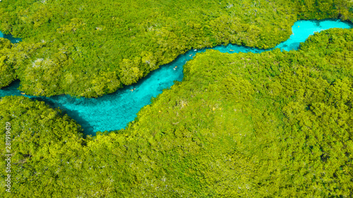 Aerial view of Casa Cenote in Tulum, Quintana Roo, Mexico