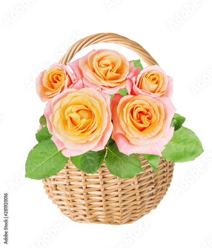 Wicker basket with yellow-p...