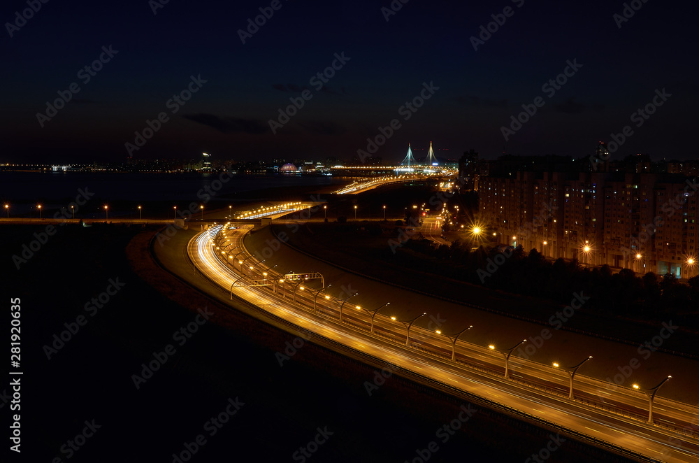 Saint-Peterburg night highway