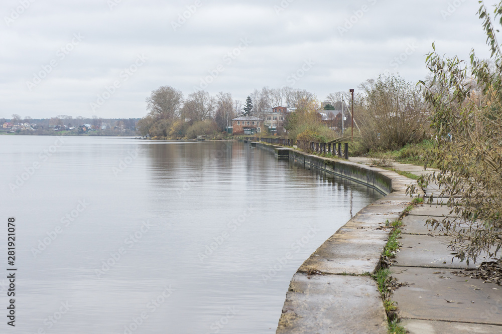 Embankment in the city of Kalyazin, Tver region.