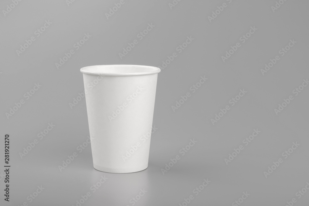 disposable empty white paper cup copy space