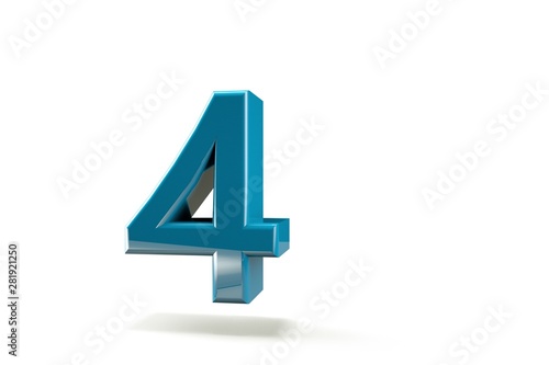 3D number with white background,number 4