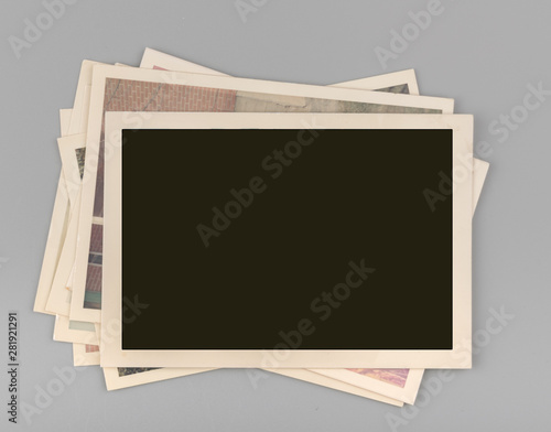 Stack of Blank vintage photos photo
