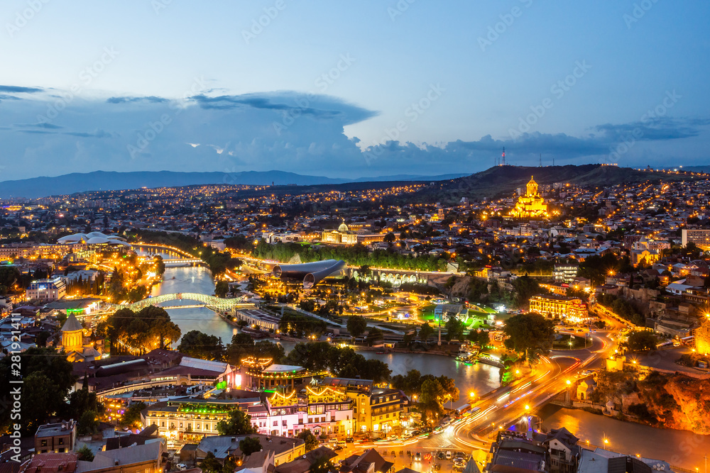 Summer night falling on Tbilisi, the capital of Georgia
