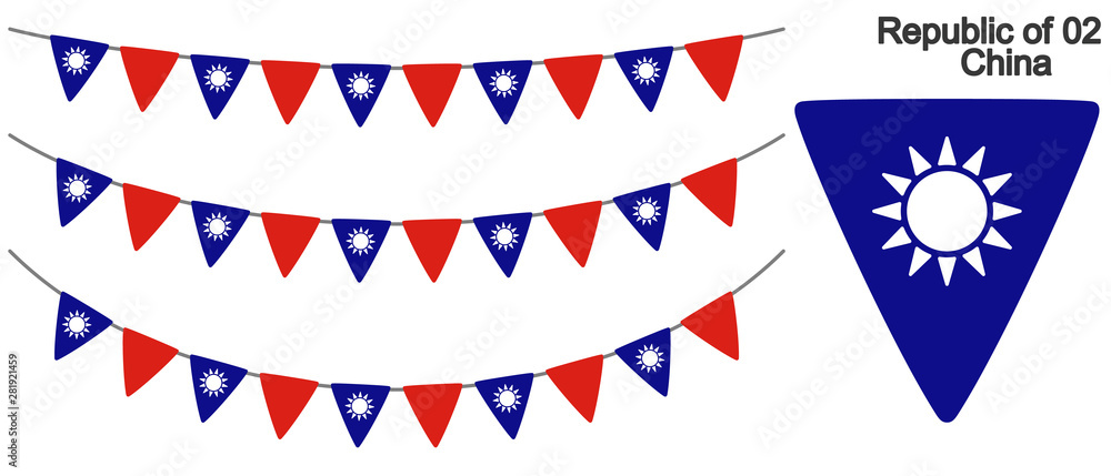 Obraz premium 中華民国の国旗のガーラーンド ベクターデータ（bunting garland）