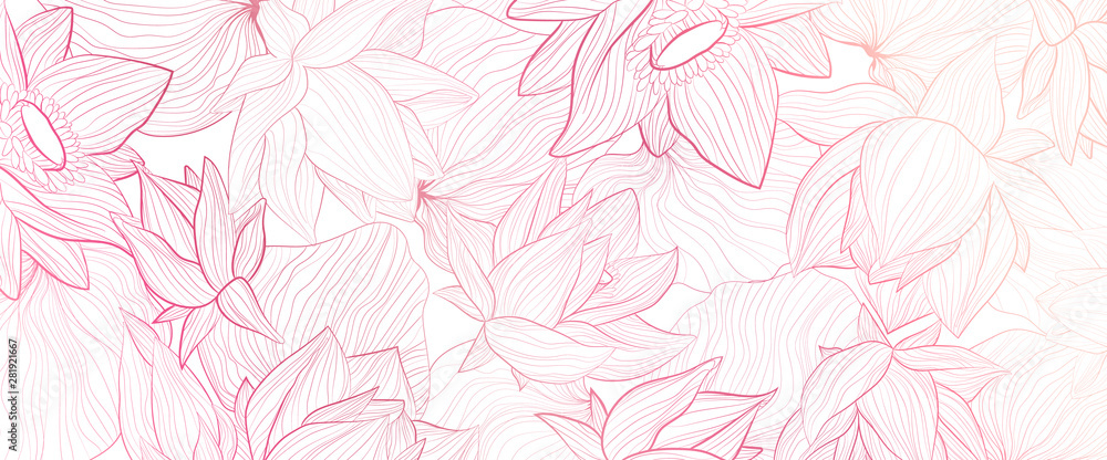 Set of vector white background with hand draw gold solhouettes of lotus flower and leaves. Set of vector white background with hand draw gold solhouettes of lotus flower and leaves.
