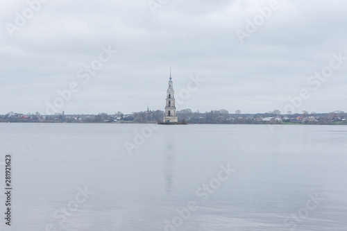 The bell tower of St. Nicholas Cathedral in the city of Kalyazin, Tver region. It was flooded in the middle of the 20th century.