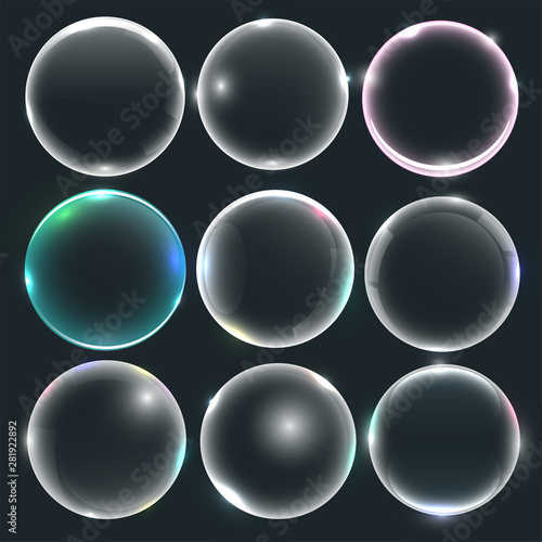 set of water or soap bubbles