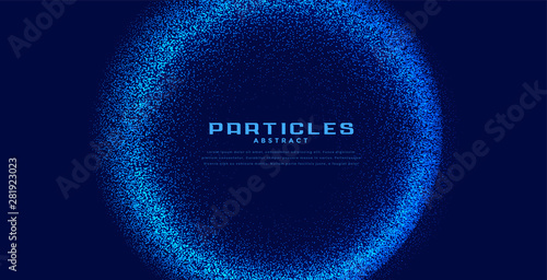 abstract circular techno particles blue background