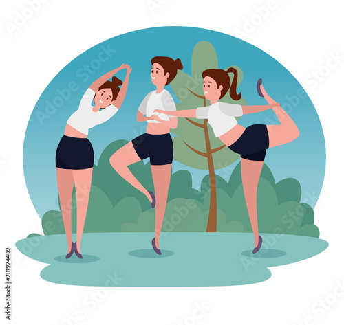 fitness women training yoga balance