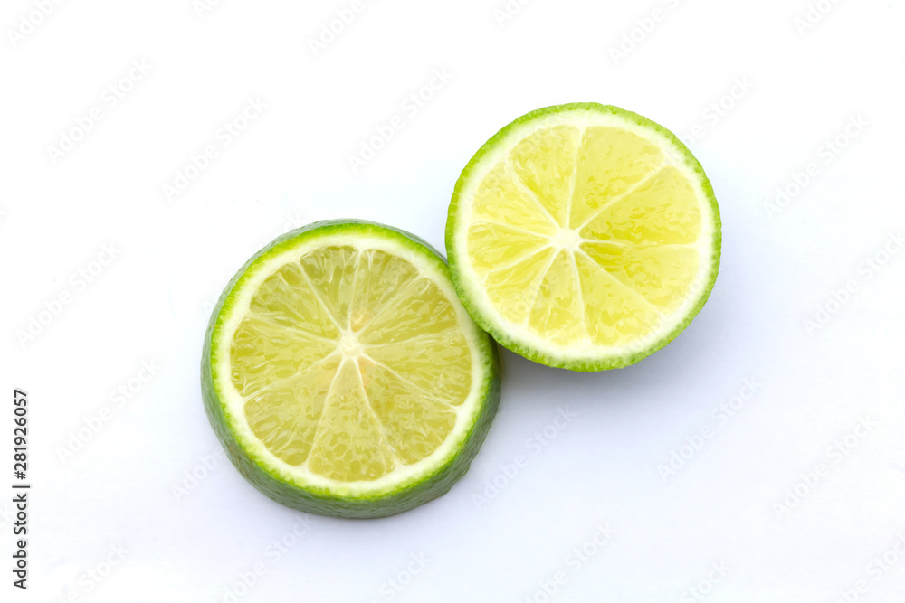 lime sliced isolated on a white background.