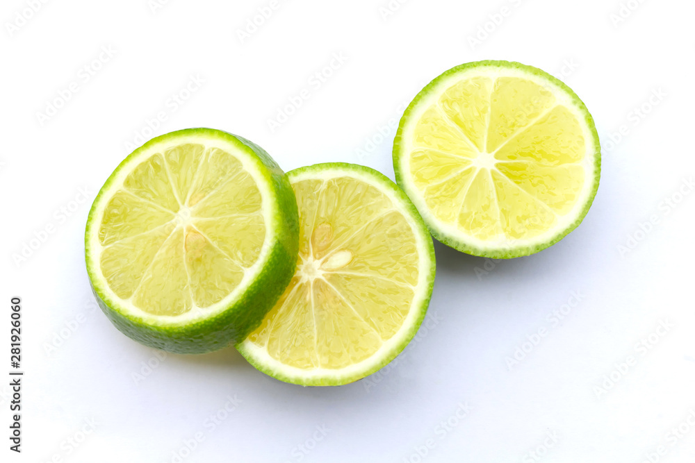 lime sliced isolated on a white background. lime sliced isolated on a white background.