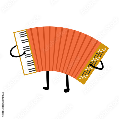 Cute russian red color accordion funny character