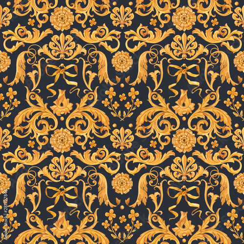 Golden baroque rich luxury pattern