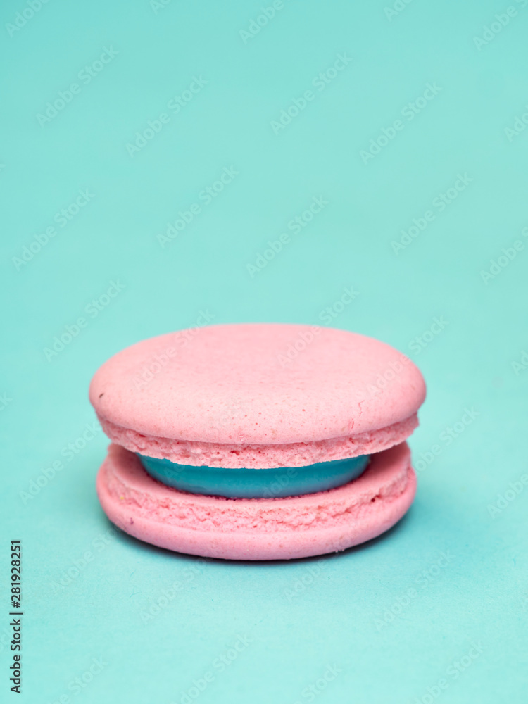 Colorful macarons on a blue background Colorful macarons on a blue background
