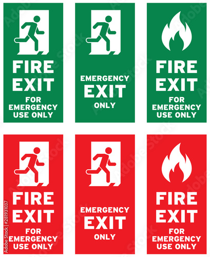 Set of emergency exit Sign