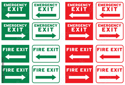 Set of emergency exit Sign