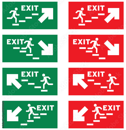 Set of emergency exit Sign