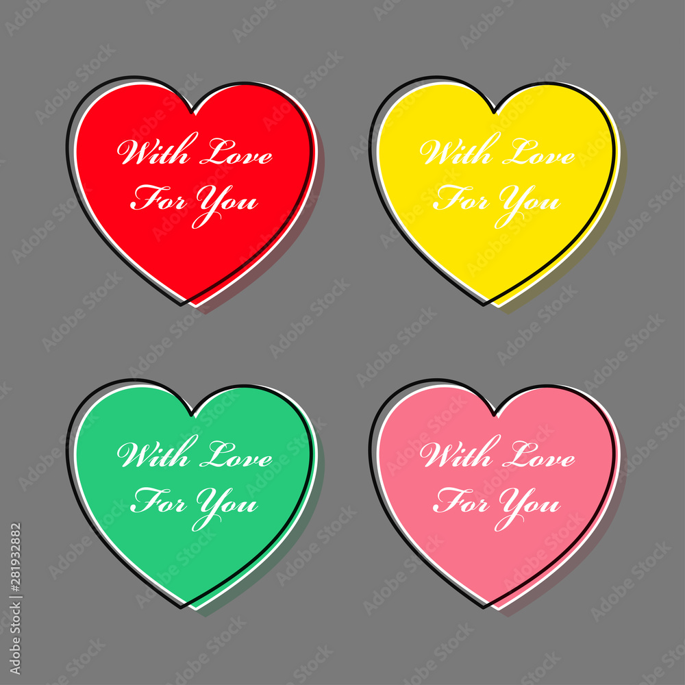 Heart icon set, love symbol. Valentine. Heart of love. Vector illustration.