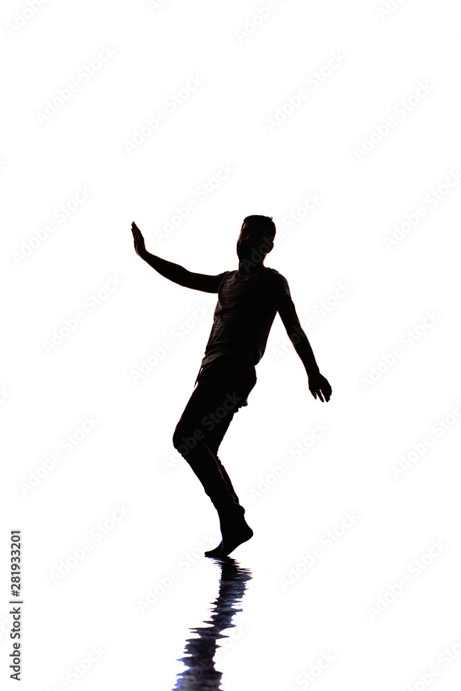 Adorable man dancing isolated on white background Adorable man dancing isolated on white background