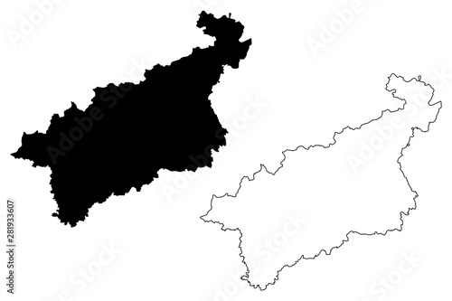 Usti nad Labem Region (Bohemian lands, Czechia, Regions of the Czech Republic) map vector illustration, scribble sketch Ústí nad Labem (Ustecky Region) map