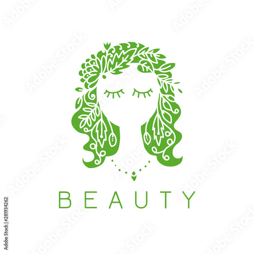 Beauty salon, spa logo. Female face
