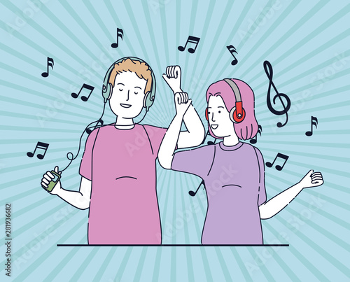 happy girl and boy with hea...