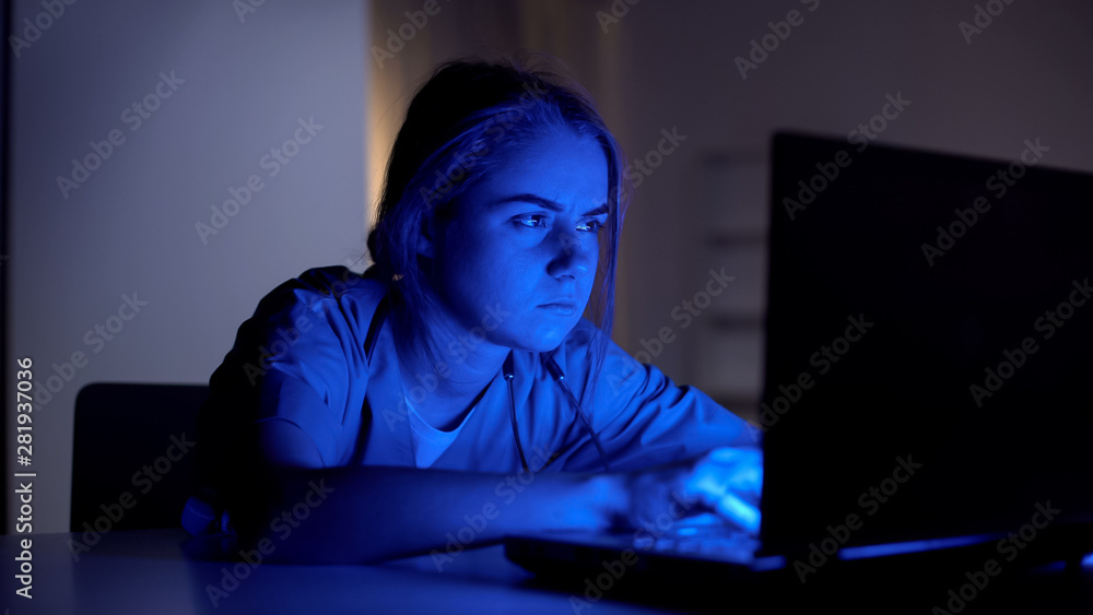 Overworked intern working on project during night shifts in hospital, education Overworked intern working on project during night shifts in hospital, education
