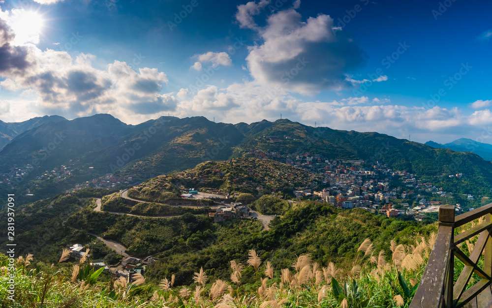 Panorama view on the top of Keelung mountain, Jiufen, Taiwan