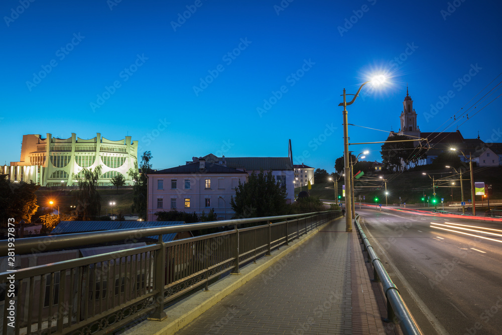 Panorama of Grodno at night