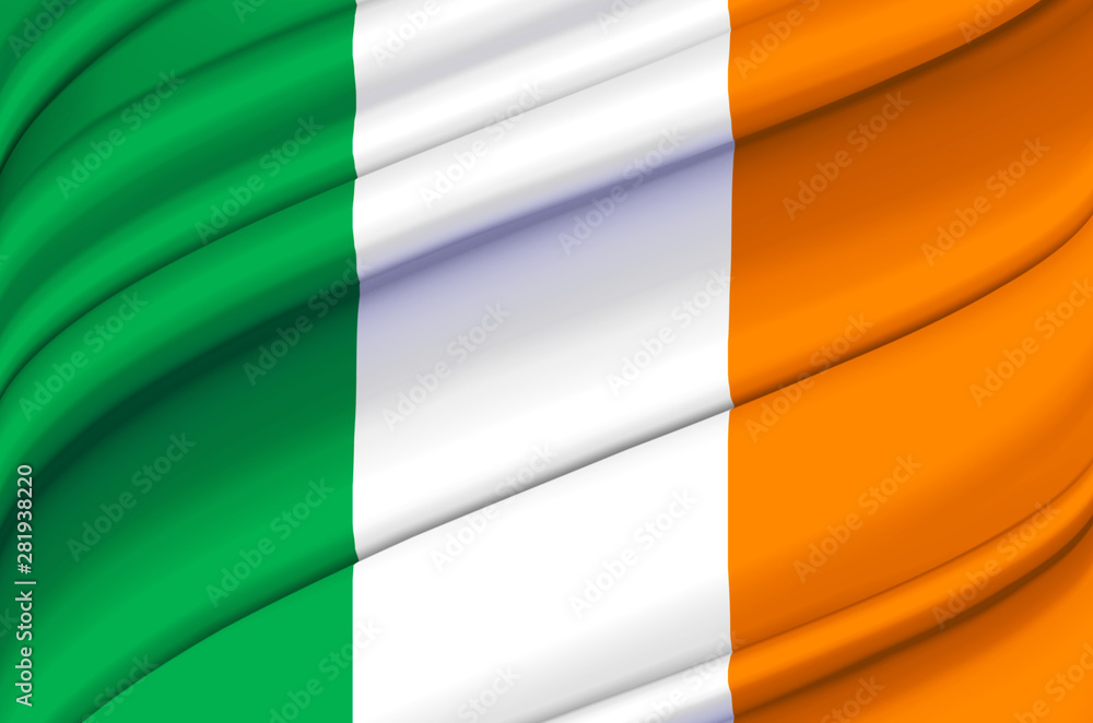 Obraz premium Ireland waving flag illustration.