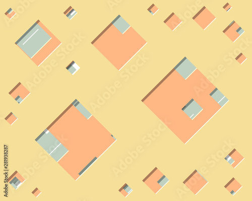 Abstract Generative Art color distributed square holes background illustration